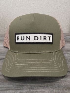 Run Dirt Olive & Beige Mesh Trucker Hat